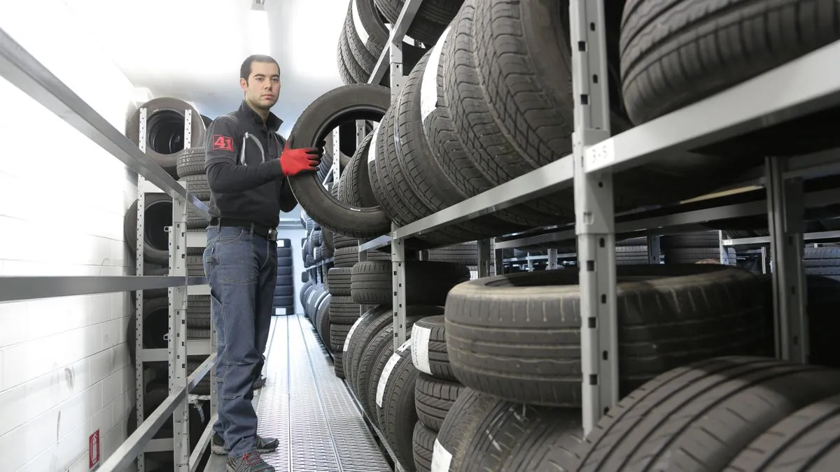 A pile of old tyres being processed for recycling