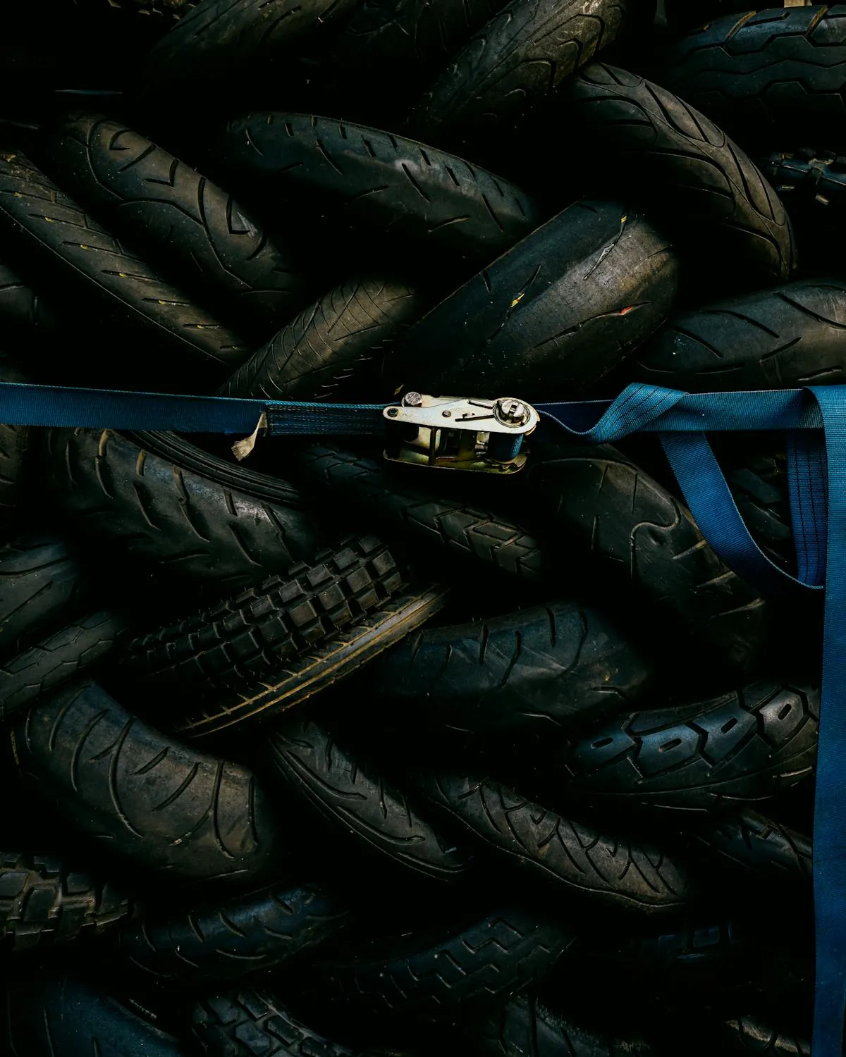 Old tyres showing surface wear